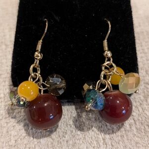 Drop Earrings with Crystal & acrylic beads